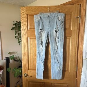 VIP Light Blue Distressed Straight Leg Jeans